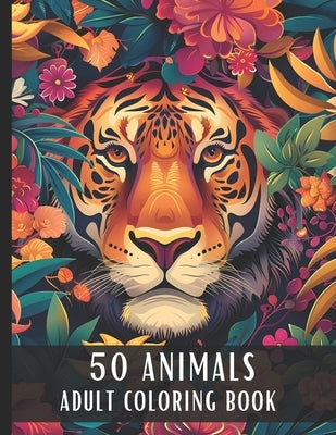 50 Animals Adult Coloring Book: Large Print Coloring Book for Adults with Lioness, Elephant, Dolphin, Tiger, Panda, Giraffe, Penguin, Koala, Wolf, Gor by Palette, Artful