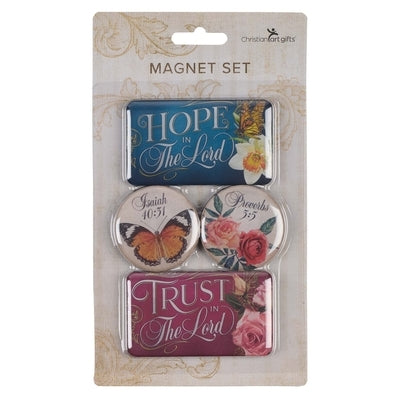 Christian Art Gifts Inspirational Refrigerator Magnet Set: Trust & Hope in the Lord, Floral & Butterflies, Burgundy/Maroon by Christian Art Gifts