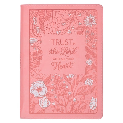 Christian Art Gifts Pink Vegan Leather Zipped Journal, Inspirational Women's Notebook Trust in the Lord Scripture, Flexible Cover, 336 Ruled Pages, Ri by Christian Art Gifts