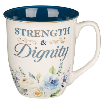 Christian Art Gifts Large Coffee & Tea Inspirational Scripture Mug for Women: Strength & Dignity - Encouraging Proverb Bible Verse Drinkware, Blue, 14 by Christian Art Gifts