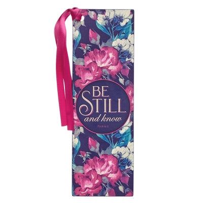 Christian Art Gifts Faux Leather Bookmark: Be Still and Know - Psalm 46:10 Inspirational Bible Verse, Multicolor Maroon Floral with Satin Ribbon by Christian Art Gifts