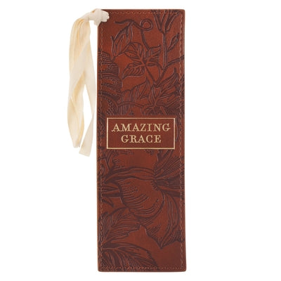 Christian Art Gifts Premium Vegan Leather Religious Bookmark for Women: Amazing Grace - 2 Cor. 1:9 Inspirational Bible Verse, Brown by Christian Art Gifts