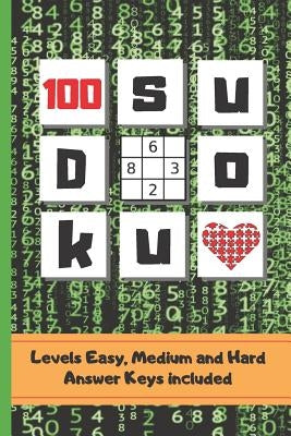 Sudoku: 6" X 9" 100 SUDOKU PUZZLES BOOK WITH ANSWER KEYS INCLUDED. Three Difficulty Levels: Easy, Medium and Hard. TONS OF FUN by Puzzles, Inspired