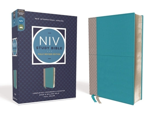NIV Study Bible, Fully Revised Edition, Leathersoft, Teal/Gray, Red Letter, Comfort Print by Barker, Kenneth L.