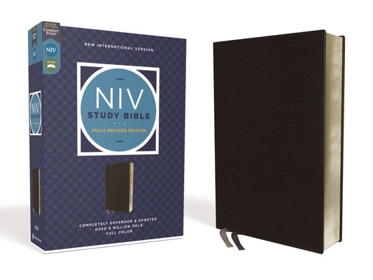 NIV Study Bible, Fully Revised Edition, Bonded Leather, Black, Red Letter, Comfort Print by Barker, Kenneth L.