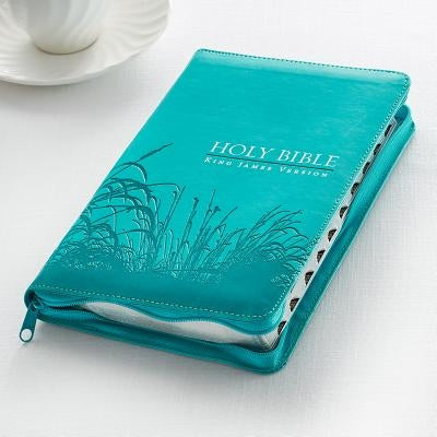 KJV Standard Size Thumb Index Edition: Zippered Turquoise by