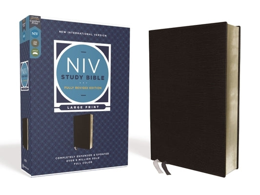 NIV Study Bible, Fully Revised Edition, Large Print, Bonded Leather, Black, Red Letter, Comfort Print by Barker, Kenneth L.
