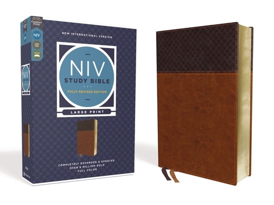 NIV Study Bible, Fully Revised Edition, Large Print, Leathersoft, Brown, Red Letter, Comfort Print by Barker, Kenneth L.