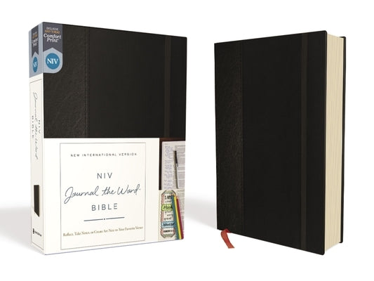 NIV, Journal the Word Bible, Hardcover, Black, Red Letter Edition, Comfort Print: Reflect, Take Notes, or Create Art Next to Your Favorite Verses by Zondervan
