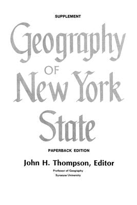 Geography of New York State Supplement by Thompson, John