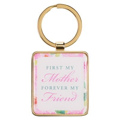 With Love Keychain from Daughter, I Love You Mom, First My Mother Forever My Friend Pink Floral Gold Metal Engraved/Epoxy Design Inspirational Quote K by Christian Art Gifts
