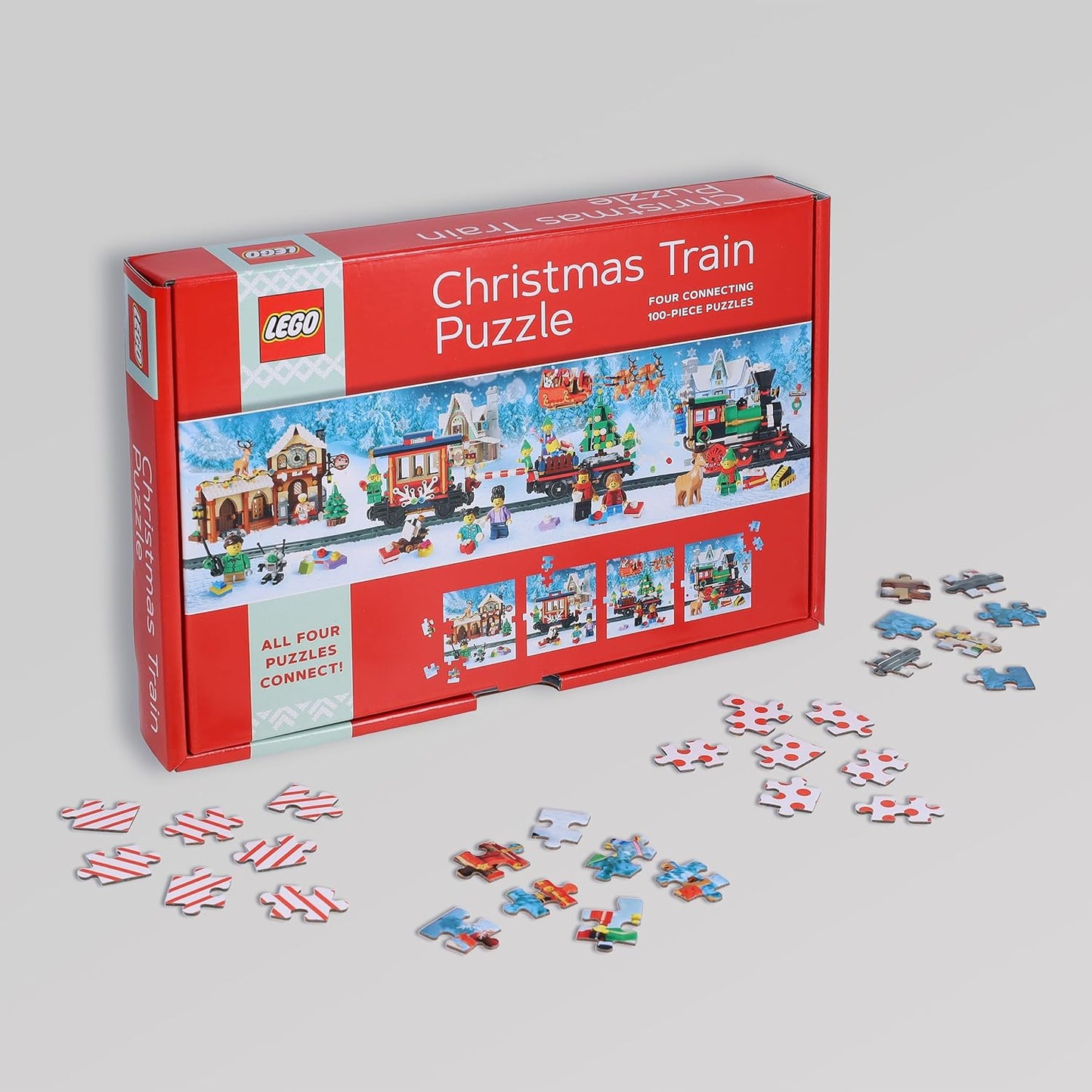 Lego Christmas Train Puzzle: Four Connecting 100-Piece Puzzles (Lego)