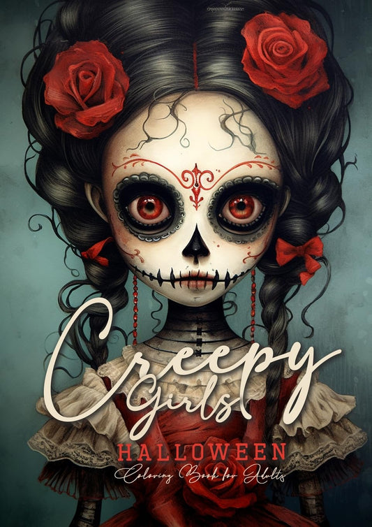 Creepy Girls Halloween Coloring Book for Adults: Halloween Grayscale Coloring Book Gothic Horror Coloring Book for Adults Sugar Skulls Catrinas, Scare (Horror Coloring Books #2)