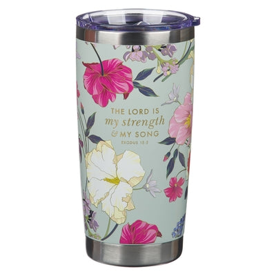 Christian Art Gifts Large Stainless Steel Travel Mug for Women: Lord Is My Strength Bible Verse, Double Wall Vacuum Insulated, Hot/Cold Tumbler, Teal/ by Christian Art Gifts