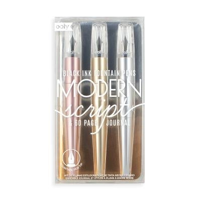 Modern Script Fountain Pens & Journal - 4 PC Set by Ooly