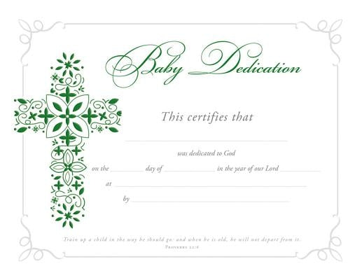 Certificate - Baby Dedication by Siegel, Peter E.
