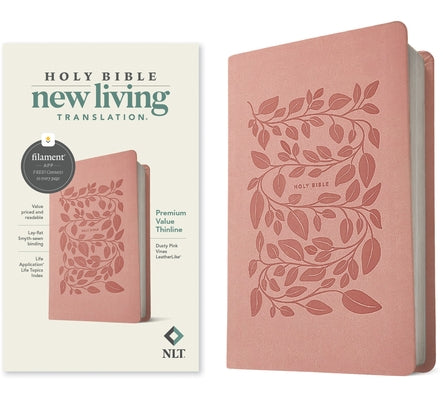 NLT Premium Value Thinline Bible, Filament Enabled (Leatherlike, Dusty Pink Vines) by New Living Translation