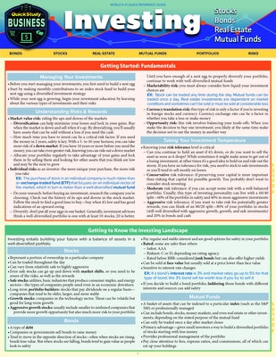 Investing - Stocks, Bonds, Real Estate, Mutual Funds: Quickstudy Laminated Reference Guide by Epstein, Lita