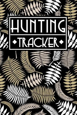 Hunting Tracker: Cute Golden Leaves Leaf Branch Nature Plant Design Pattern in Black Cover by Brush, The Yellow