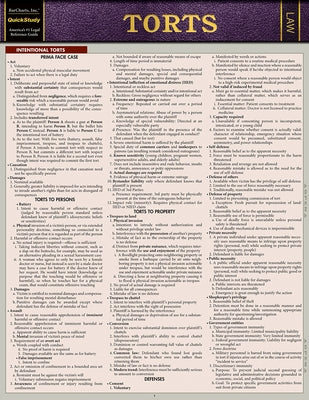Torts: Quickstudy Laminated Reference Guide by Barcharts Publishing Inc