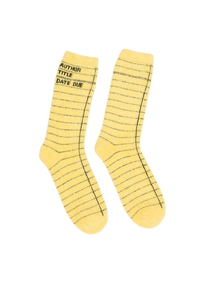 Library Card (Yellow) Cozy Socks - Small by Out of Print