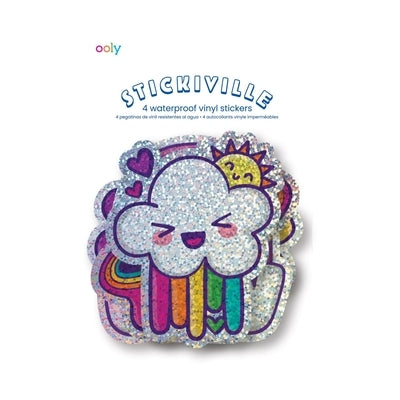 Stickiville Stickers: Happy Rainbows - Vinyl (4 Die-Cut) (Holographic Glitter) by Ooly