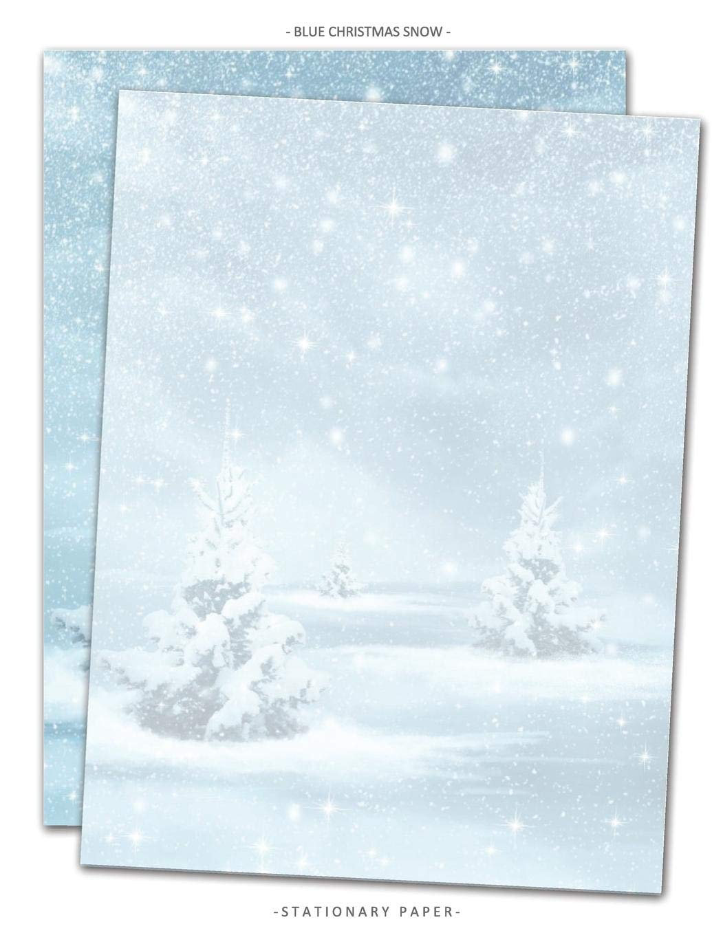 Blue Christmas Snow Stationary Paper: Snowflake Themed Letterhead Paper, Set of 25 Sheets for Writing, Flyers, Copying, Crafting, Invitations, Party, (Stationery #21)