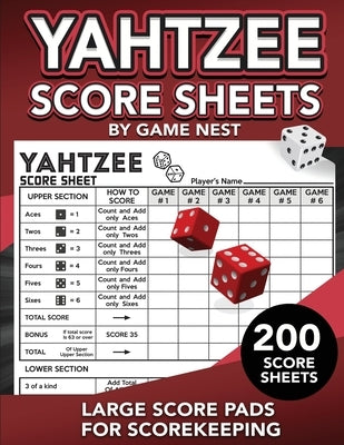 Yahtzee Score Sheets: 200 Large Score Pads for Scorekeeping 8.5 x 11 Yahtzee Score Cards by Nest, Game