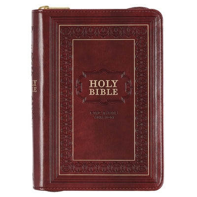 KJV Large Print Compact Bible Burgundy with Zipper Faux Leather by 