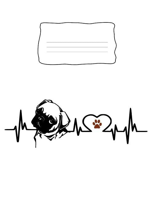 Composition Notebook: Pug Dog Heartbeat EKG Heart Line by Rainbow Cloud Press