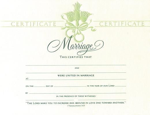 Marriage Certificate by Warner Press