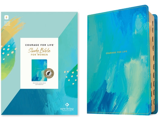 NLT Courage for Life Study Bible for Women (Leatherlike, Brushed Aqua Blue, Indexed, Filament Enabled) by Tyndale