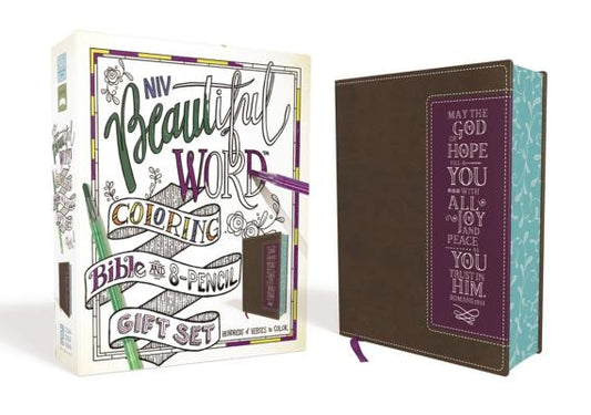 Niv, Beautiful Word Coloring Bible and 8-Pencil Gift Set, Leathersoft, Brown: Hundreds of Verses to Color by Zondervan