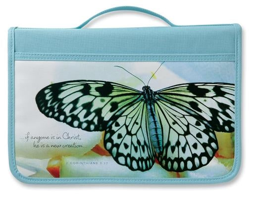 2 Corinthians 5:17 Butterfly Bible Cover for Women, Zippered, with Handle, Canvas, Aqua, Large by Zondervan