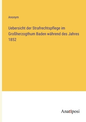 Uebersicht der Strafrechtspflege im Großherzogthum Baden während des Jahres 1852 by Anonym