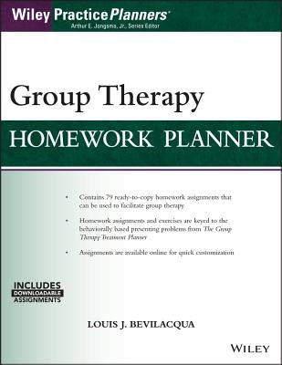 Group Therapy Homework Planner by Bevilacqua, Louis J.