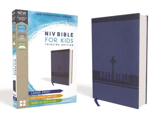 Niv, Bible for Kids, Large Print, Leathersoft, Blue, Red Letter, Comfort Print: Thinline Edition by Zondervan