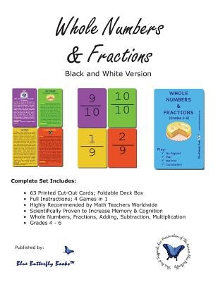 Whole Numbers & Fractions (Black/White Version) by Blue Butterfly Books