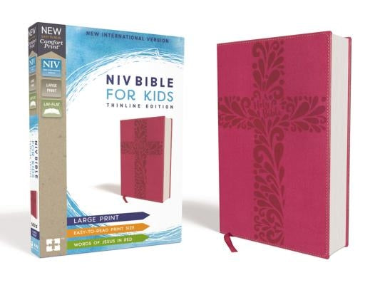 Niv, Bible for Kids, Large Print, Leathersoft, Pink, Red Letter, Comfort Print: Thinline Edition by Zondervan