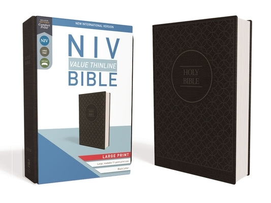 NIV, Value Thinline Bible, Large Print, Imitation Leather, Gray/Black by Zondervan