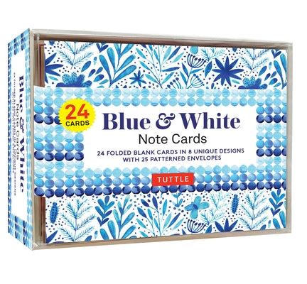 Blue & White Note Cards - 24 Cards: 24 Blank Cards in 8 Unique Designs with 25 Patterned Envelopes by Tuttle Publishing