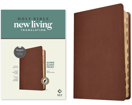 NLT Super Giant Print Bible, Filament-Enabled Edition (Genuine Leather, Brown, Indexed, Red Letter) by Tyndale