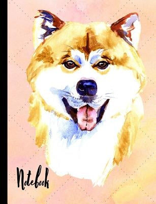 Notebook: Watercolor Akita Dog School Notebook 100 Pages Wide Ruled Paper by Stationary, Happytails