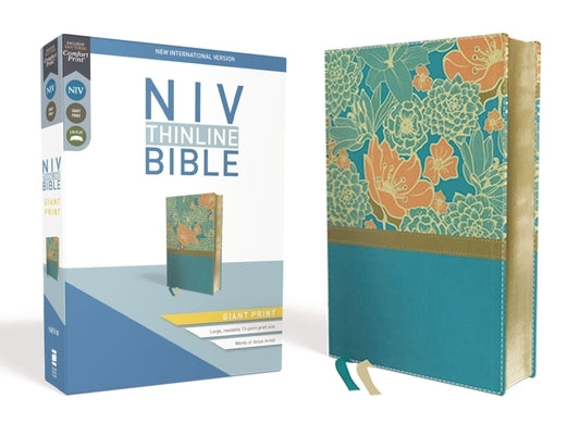 NIV, Thinline Bible, Giant Print, Imitation Leather, Blue, Red Letter Edition by Zondervan