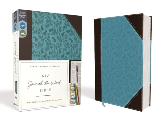 NIV, Journal the Word Bible, Imitation Leather, Brown/Blue, Red Letter Edition, Comfort Print: Reflect, Take Notes, or Create Art Next to Your Favorit by Zondervan