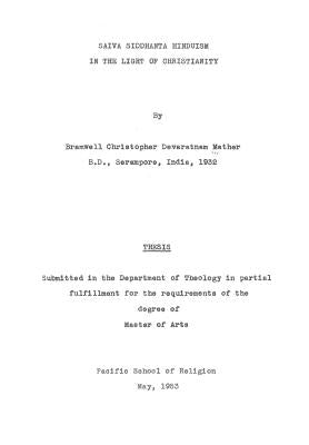 Saiva Siddhanta Hinduism in the Light of Christianity by Mather, Bramwell C. D.