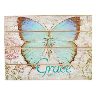 Plaque Wall Wood Butterfly Grace E by 