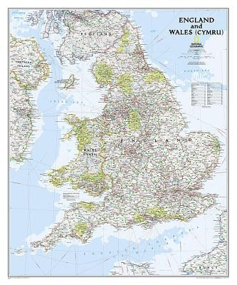 National Geographic: England and Wales Classic Wall Map - Laminated (30 X 36 Inches) by National Geographic Maps