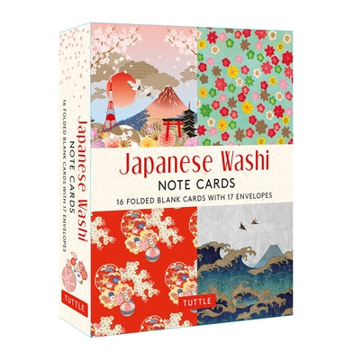 Japanese Washi, 16 Note Cards: 16 Different Blank Cards with 17 Patterned Envelopes by Tuttle Publishing