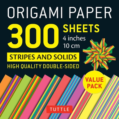 Origami Paper 300 Sheets Stripes and Solids 4 (10 CM): Tuttle Origami Paper: High-Quality Double-Sided Origami Sheets Printed with 12 Different Design by Tuttle Publishing